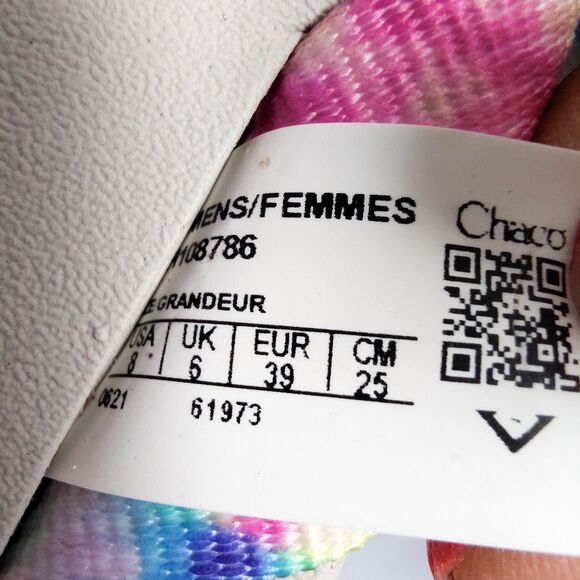 New Chaco Flip Flops Tie Dye Chillos Colorful Womens Size 8 NWT Comfort Sandals - Picture 9 of 14